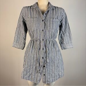 ❤️Japna Blue and White Striped Long Sleeve Shirt Dress S